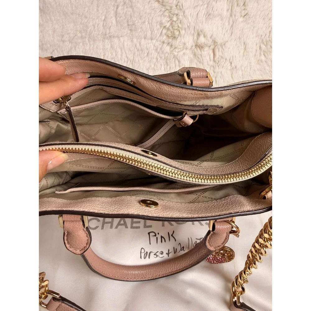 Michael Kors Alessa Soft Pink Leather Satchel Crossbody Bag 35S0GWAS2T Dust Bag